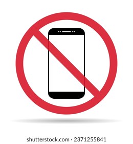 Mobile forbidden shadow icon, no use phone sign, ban smartphone label vector illustration .