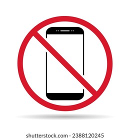 Mobile forbidden shadow icon, no use phone sign, ban smartphone label vector illustration .