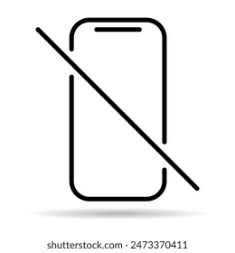 Mobile forbidden shadow icon, no use phone sign, ban smartphone label vector illustration .