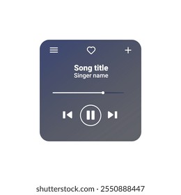 Interface amigável para dispositivos móveis de áudio player com detalhes coloridos em gradiente, oferecendo botões para avançar, pausar e repetir. Excelente para streaming de música digital.