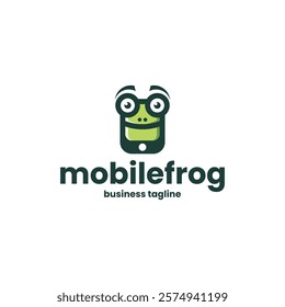 mobile frog vector logo design