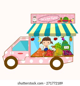 Mobile Fruit Shop,Illustration, Vector