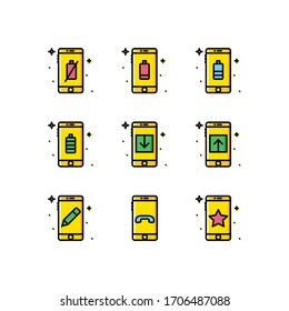 Mobile functions icons set color - vector