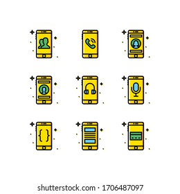 Mobile functions icons set color - vector