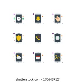 Iconos de funciones móviles establecer color - vector
