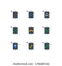 Iconos de funciones móviles establecer color - vector