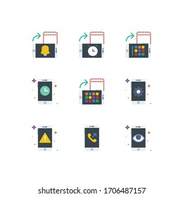 Iconos de funciones móviles establecer color - vector