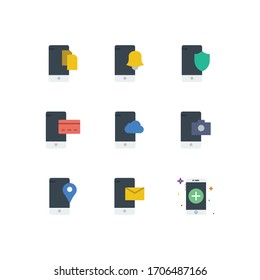 Mobile functions icons set color - vector