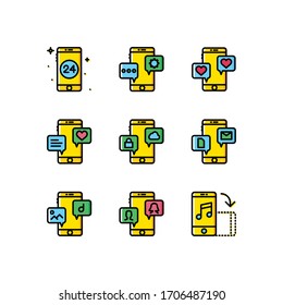 Mobile functions icons set color - vector