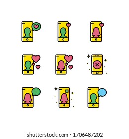 Iconos de funciones móviles establecer color - vector