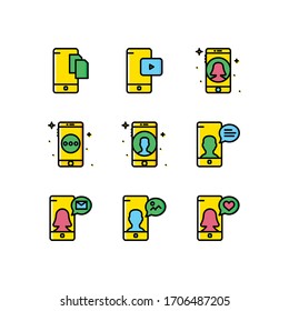 Iconos de funciones móviles establecer color - vector