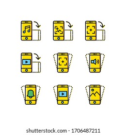 Mobile functions icons set color - vector