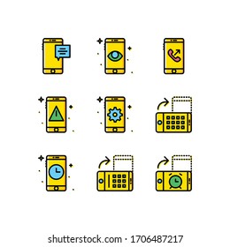 Bildsymbole für mobile Funktionen setzen Farbe - Vektorillustration