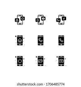 Línea de iconos de funciones móviles - vector