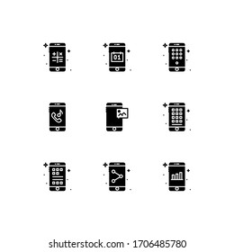 Línea de iconos de funciones móviles - vector
