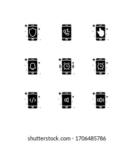 Mobile functions icons set line - vector