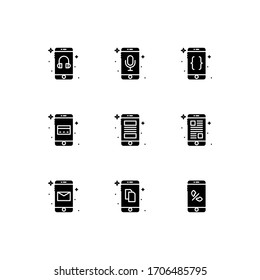 Línea de iconos de funciones móviles - vector