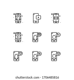 Línea de iconos de funciones móviles - vector