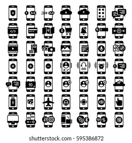 Mobile Functions Icons Smartphone Kit Set Collection