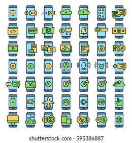 Mobile Functions Icons Smartphone Kit Set Collection