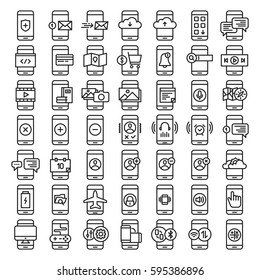 Mobile Functions Icons Smartphone Kit Set Collection