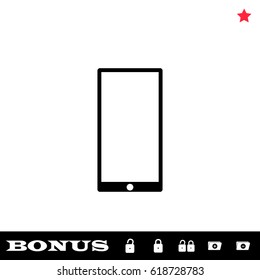Mobile gadget icon flat. Black pictogram on white background. Vector illustration symbol and bonus button open and closed lock, folder, star