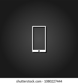 Mobile gadget icon flat. Simple White pictogram on black background with shadow. Vector illustration symbol