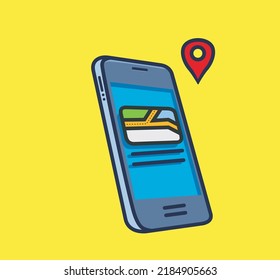 mobile gadget for maps. Isolated cartoon object illustration. Flat Style Sticker Icon Design Premium Logo vector