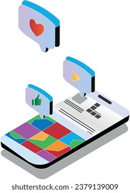 A mobile gadget with open tabs likes and messages