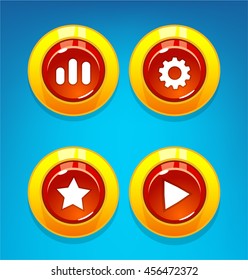 Mobile Game Assets Cartoon Buttons for User Interface Reskin