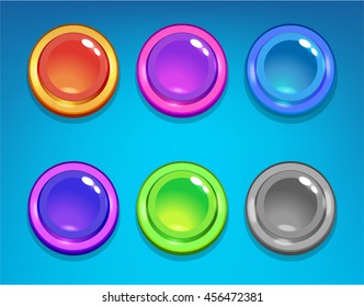 Mobile Game Assets Cartoon Buttons for User Interface Reskin