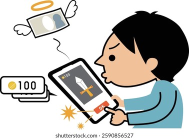 Mobile game, billing, image illustration material