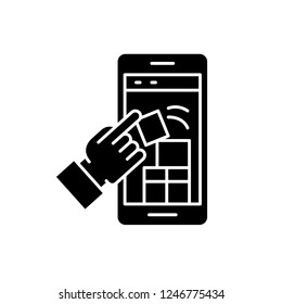 Mobile game black icon, vector sign on isolated background. Mobile game concept symbol, illustration 