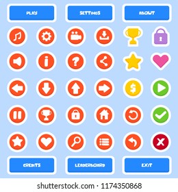 Mobile Game Button Set Icon Vector