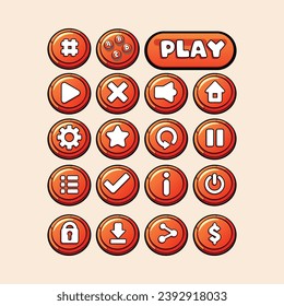 Botones de juego móviles para el activo vectorial de diseño de juegos UI_UX