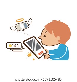 Mobile game charge mobile payment image illustration material
