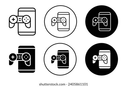 Juego de vectores de iconos simple de la consola de juegos para móviles. símbolo plano de la aplicación de juegos joystick controlador 