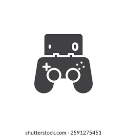 A mobile with game controller buttons vector icon. filled flat sign for mobile concept and web design. Gaming Phone Pad glyph icon. Symbol, logo illustration. Vector graphics