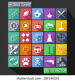 Mobile Game Flat Icon Long Shadow
