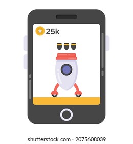 Juego móvil en icono de estilo plano, vector modificable 