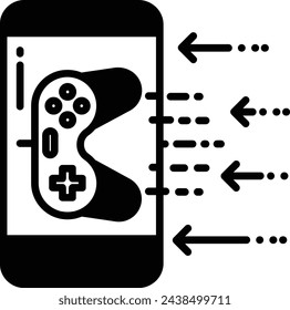 Mobile game glyph and line vector illustration