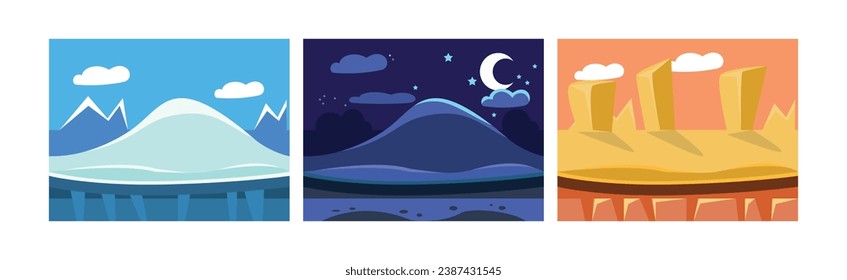 Mobile Game Horizontal Backgrounds and Scenery Vector Set