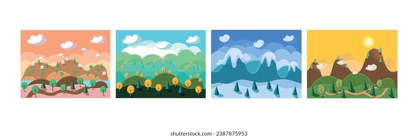 Mobile Game Horizontal Backgrounds and Scenery Vector Set