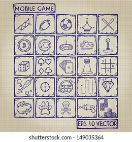 Mobile Game Icon Doodle Set