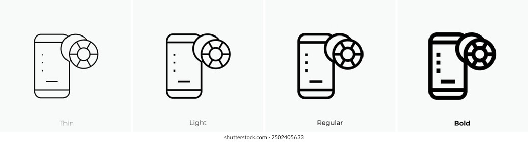 mobile game icon. Thin, Light Regular And Bold style design isolated on white background