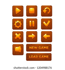Mobile Game UI, vector collection of icons, and buttons, cartoon style