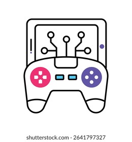 Mobile Game Vector Filled outline illustration style icon. EPS 10 file