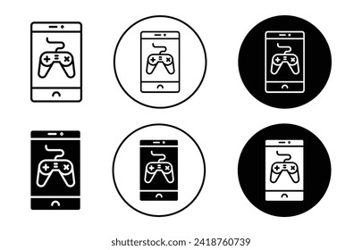 Mobile Game vector icon set collection. Mobile Game Outline flat Icon.