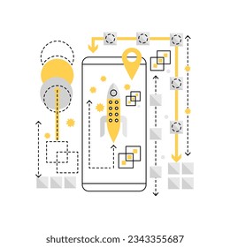 Aplicaciones de juegos móviles. Juego Smartphone, ilustración vectorial de la industria de juegos en línea