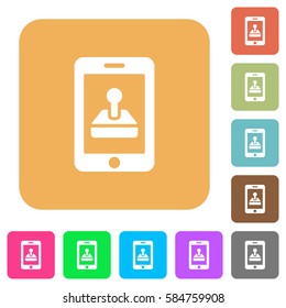 Mobile games flat icons on rounded square vivid color backgrounds.